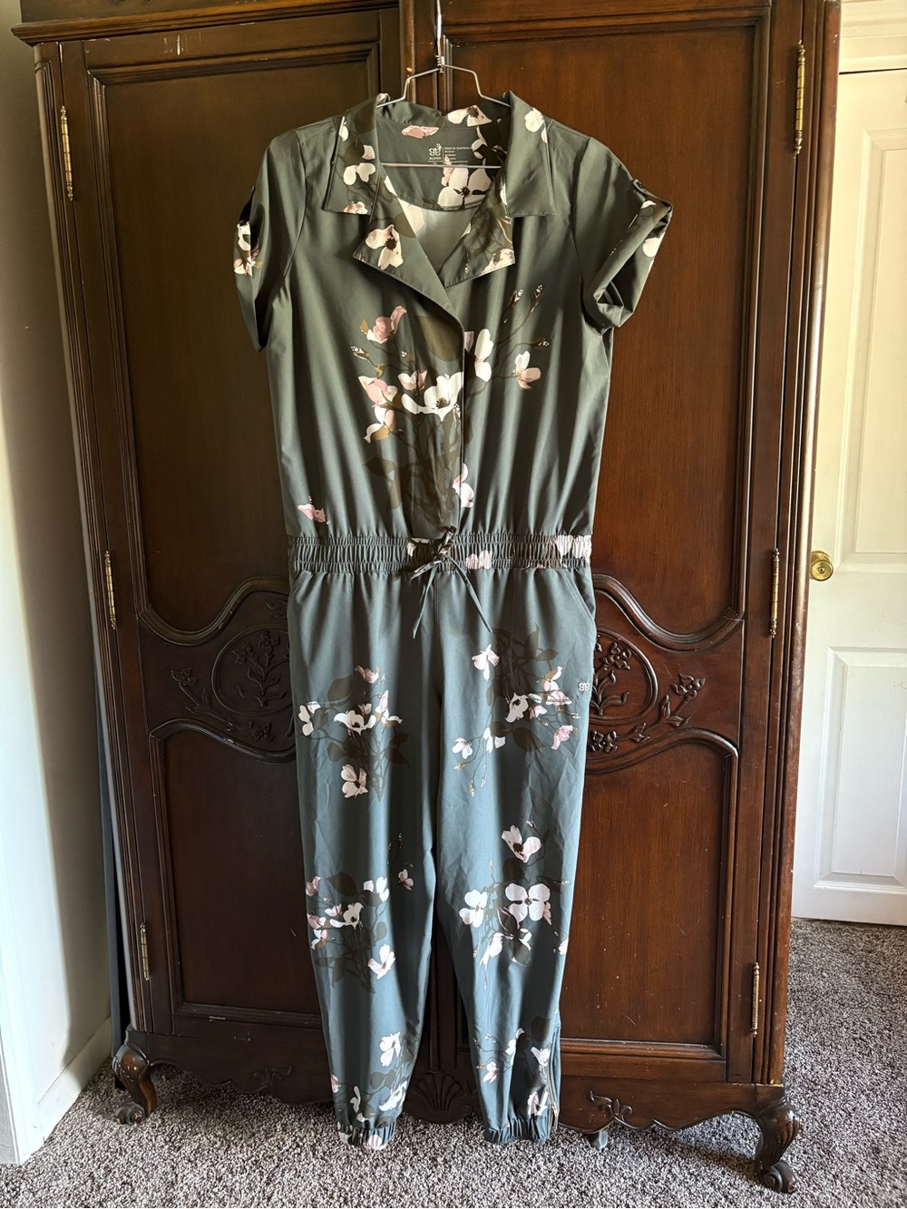 Albion Fit Jetsetter Jumpsuit Green Floral Print size XL